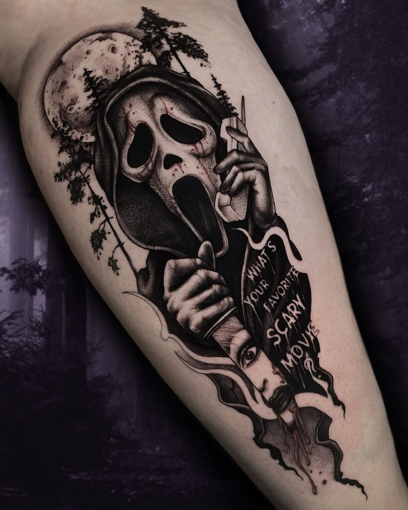 Ghostface Horror Movie Tribute Tattoo halloween tattoos