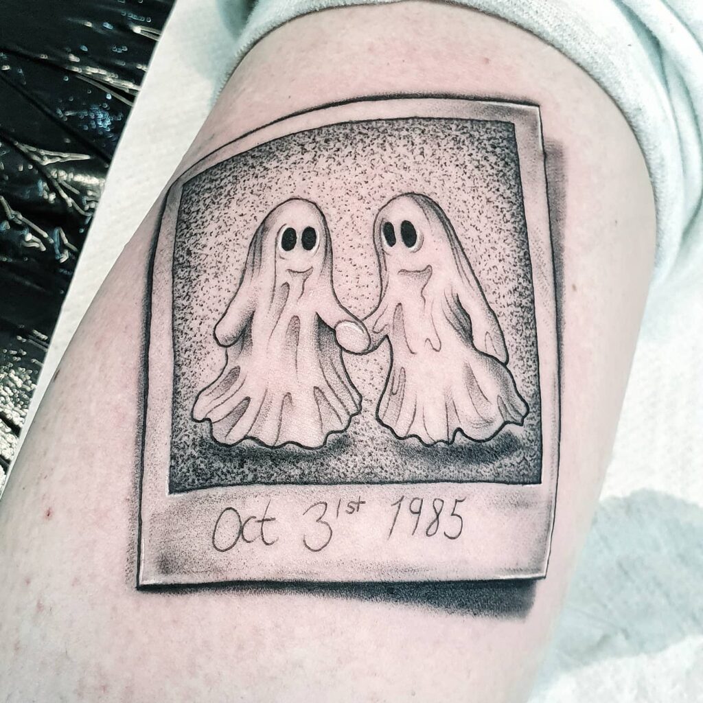 Ghostly Polaroid Memory Tattoo halloween tattoos