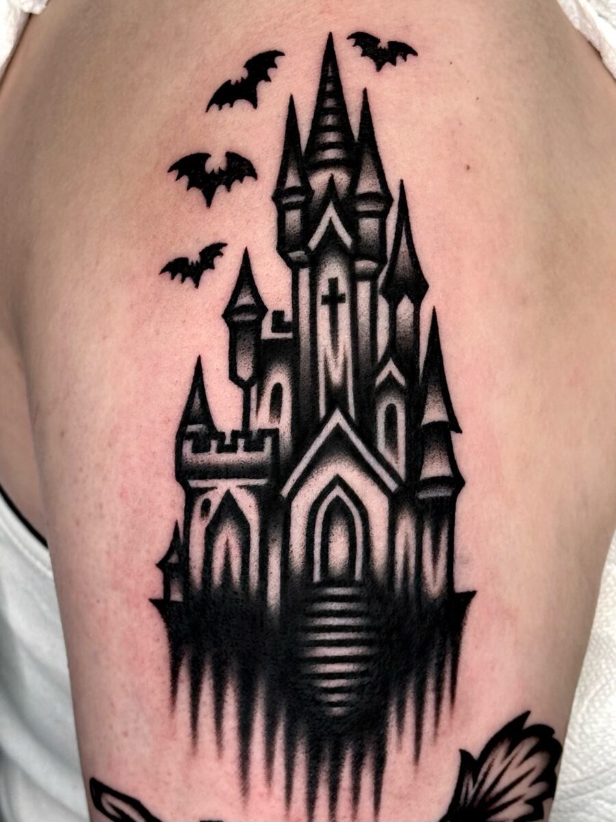 A hauntingly beautiful castle tattoo design Tattoo on skin