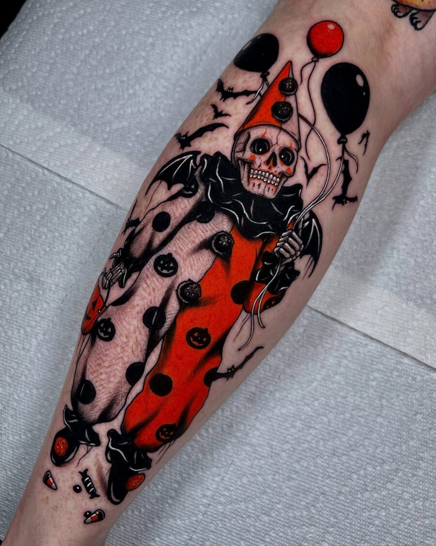 Chilling Halloween clown tattoo design Tattoo on skin
