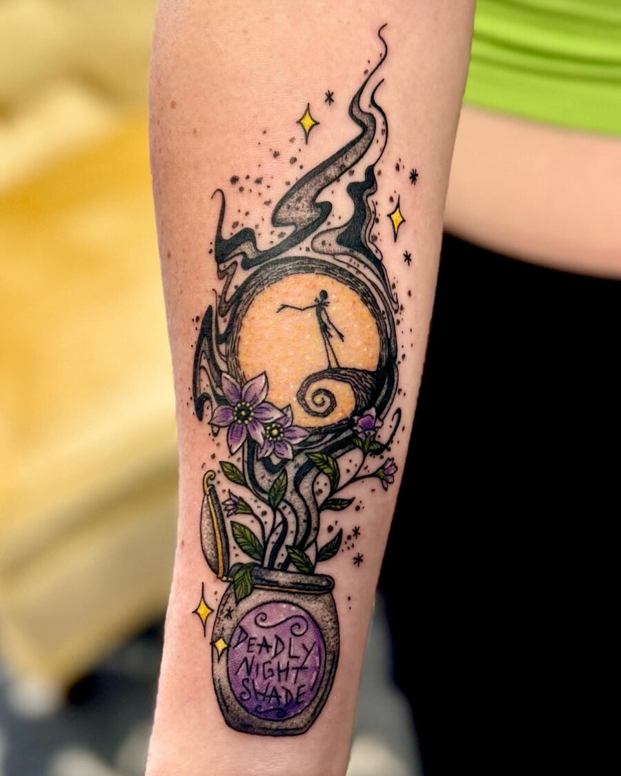 Mystical Deadly Nightshade Tattoo Design Tattoo on skin