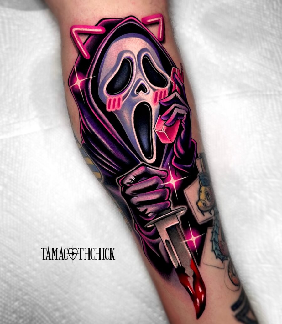 Spooky Scream Character Tattoo Design Tattoo on skin