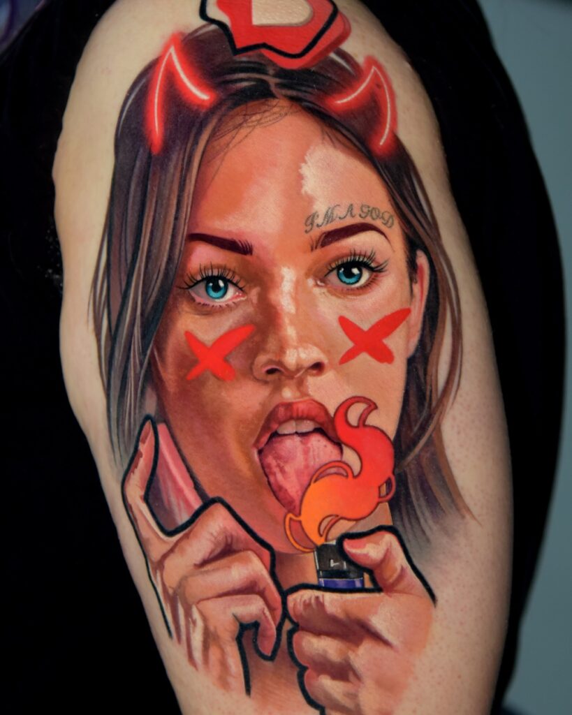 Jennifer S Body Devilish Portrait Tattoo halloween tattoos