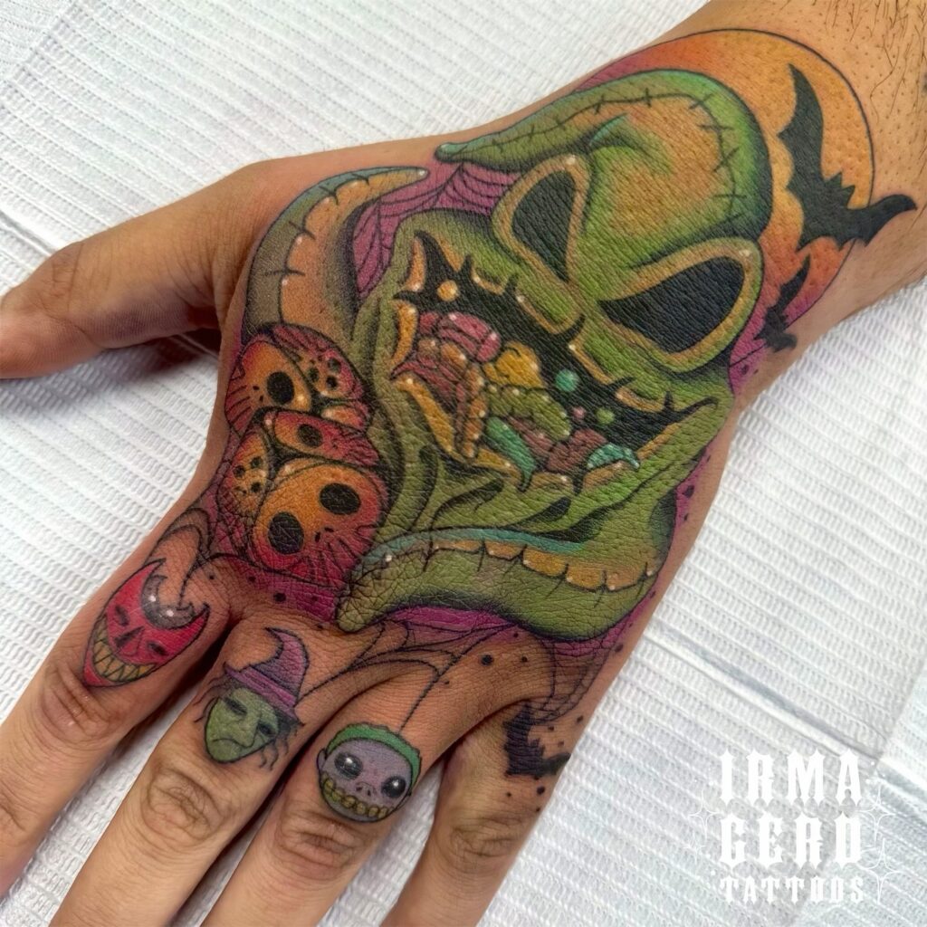 Oogie Boogie Halloween Hand Tattoo halloween tattoos