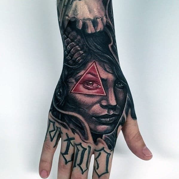 Beautiful Black and White Woman Hand Tattoos Tattoo on skin