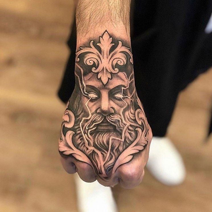 Black and White Zeus Hand Tattoo Ideas Tattoo on skin