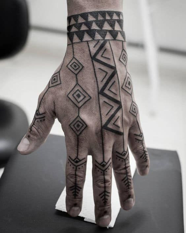 Cool Abstract Tribal Hand Tattoos Tattoo on skin