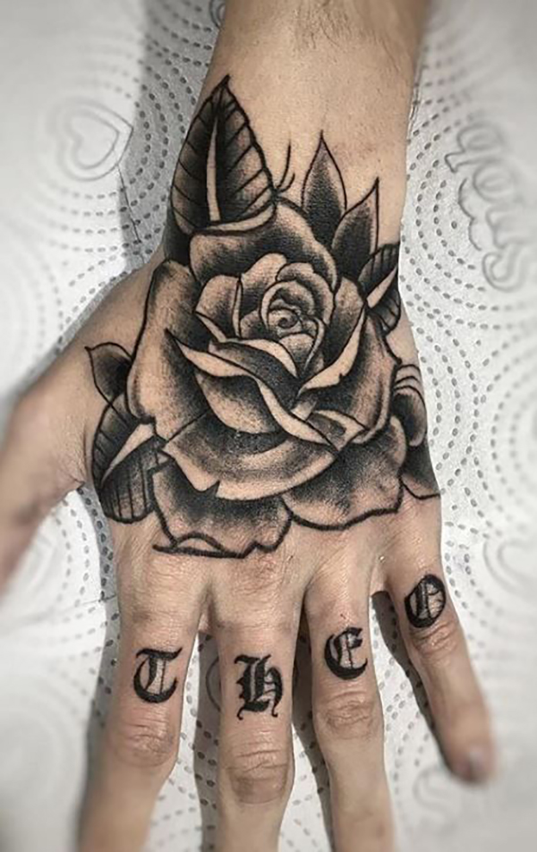Personal Name and Rose Tattoo Tattoo on skin