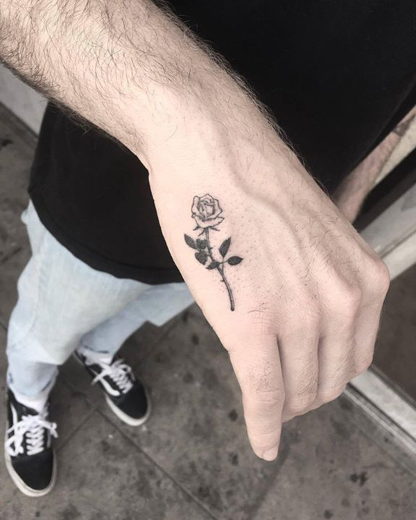Simple and Cute Rose Hand Tattoo Ideas Tattoo on skin