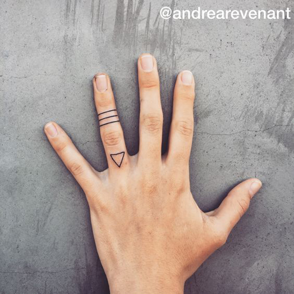 Simple Black Finger and Hand Tattoos Tattoo on skin