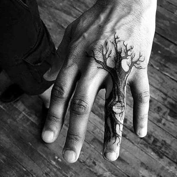 Simple Tree Finger and Hand Tattoo Ideas Tattoo on skin