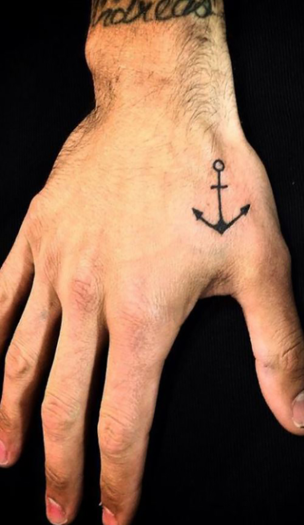 Small Black Anchor Hand Tattoo Ideas Tattoo on skin