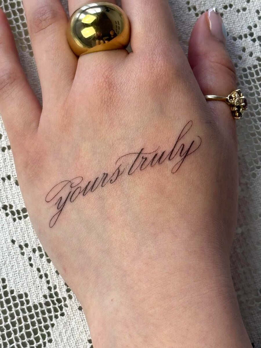 Elegant handwriting tattoo on the wrist handwriting tattoos