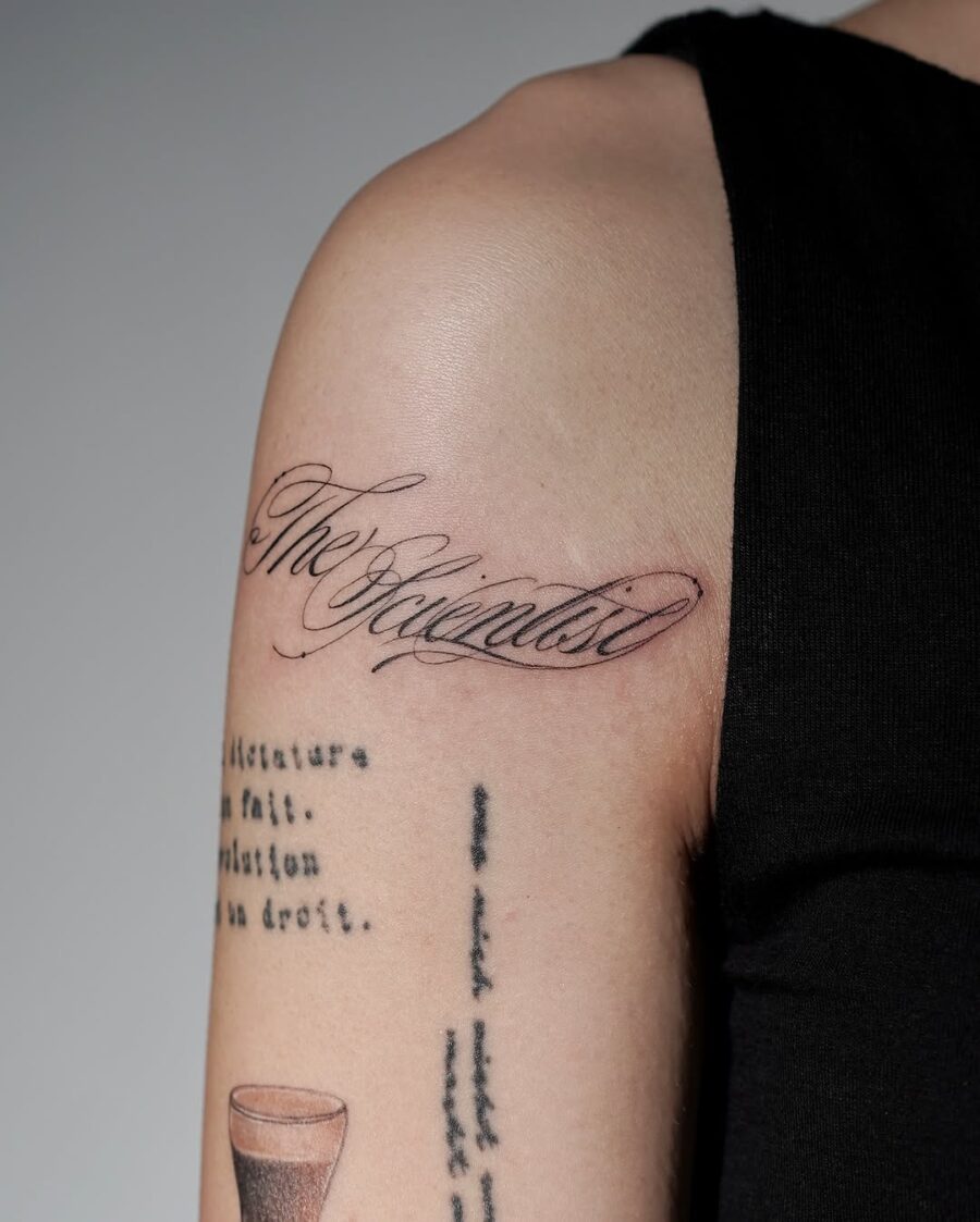 Elegant handwriting tattoo with personal meaning Tattoo on skin
