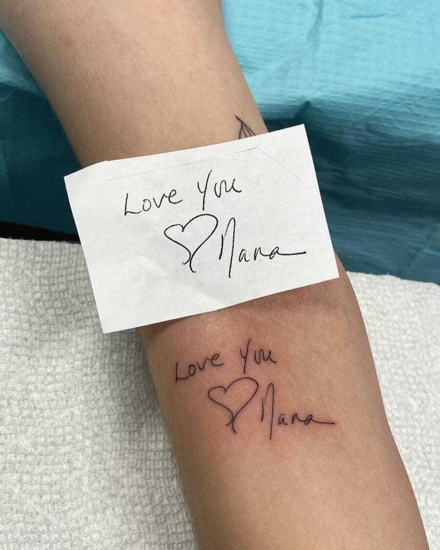 Sentimental handwriting tattoo tribute to loved ones Tattoo on skin