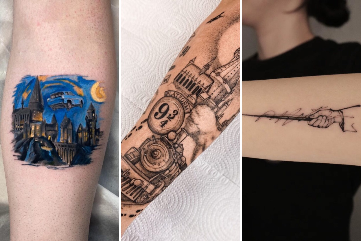 35+ Harry Potter Tattoo Ideas Channeling Timeless Wizarding Lore Featured 3-Panel Lookbook Collage