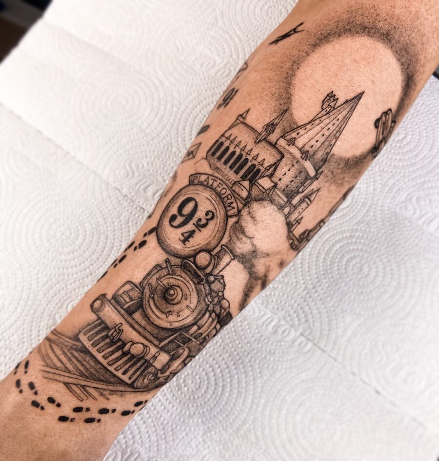 Magical Train Journey to Hogwarts Tattoo Tattoo on skin