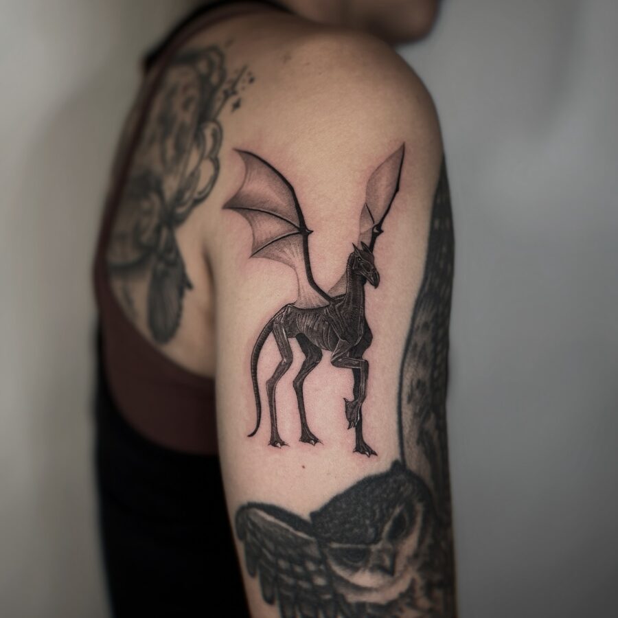 Mysterious Dementor with Wings Tattoo Design Tattoo on skin