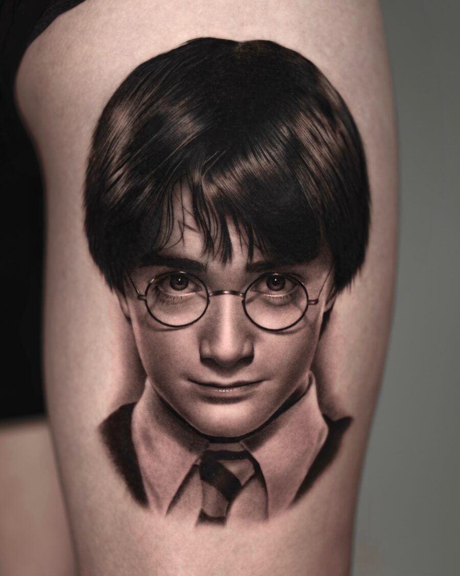 Stunning Harry Potter Realistic Portrait Tattoo Tattoo on skin