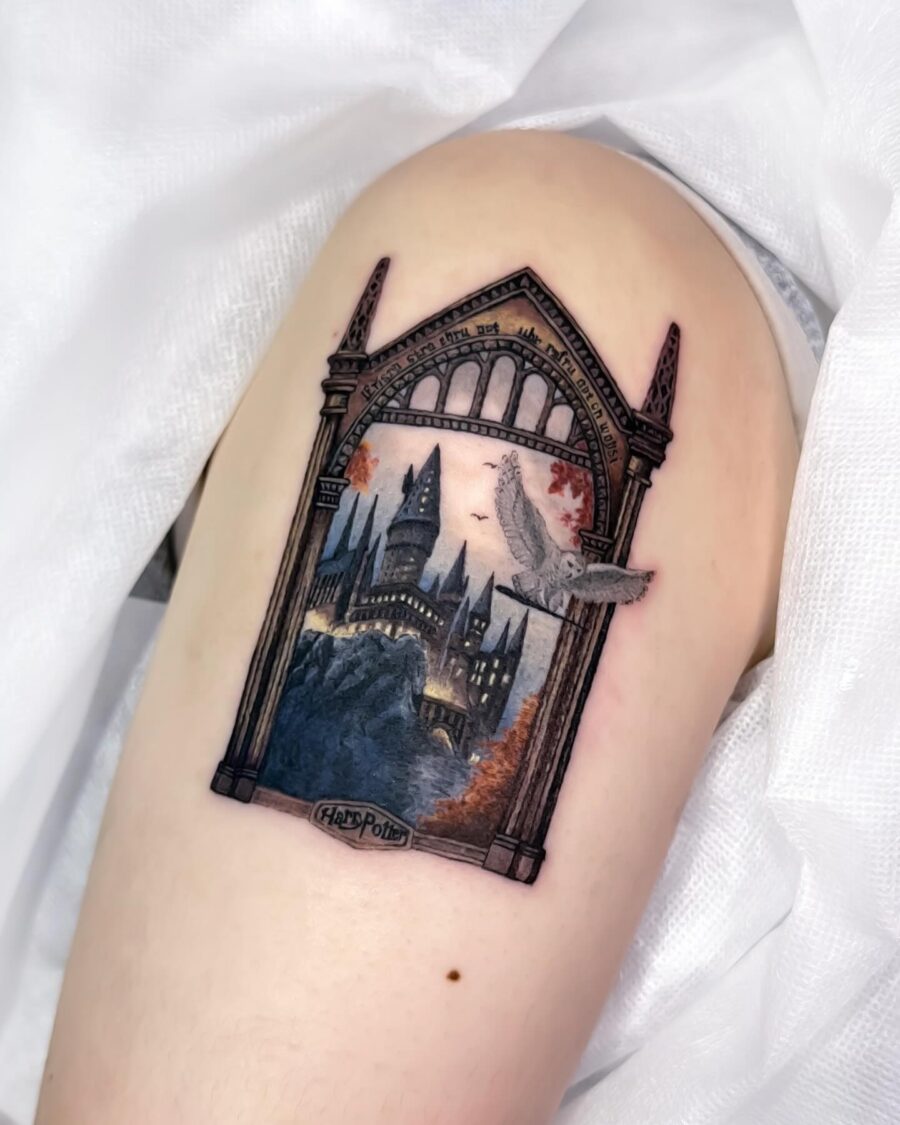 Stunning Hogwarts Castle Tattoo Design Tattoo on skin