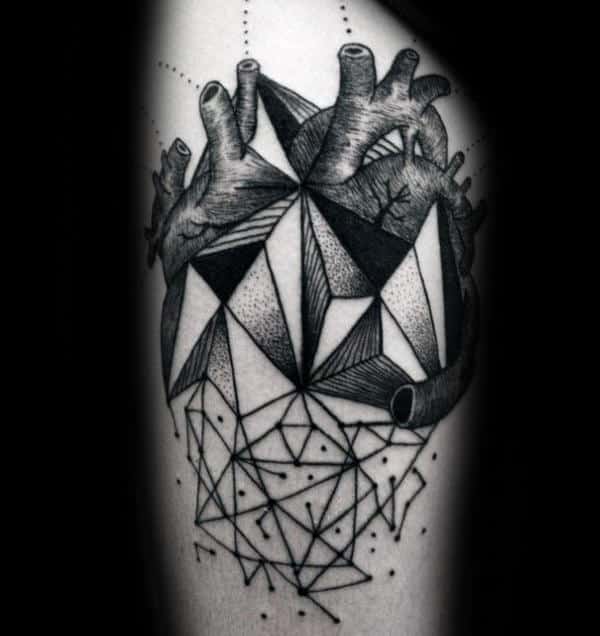 Connecting Dots Shading Parts Heart Design Tattoos Tattoo on skin