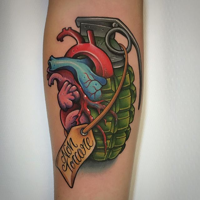 Don’t Touch This Grenade Heart Tattoos Design Tattoo on skin
