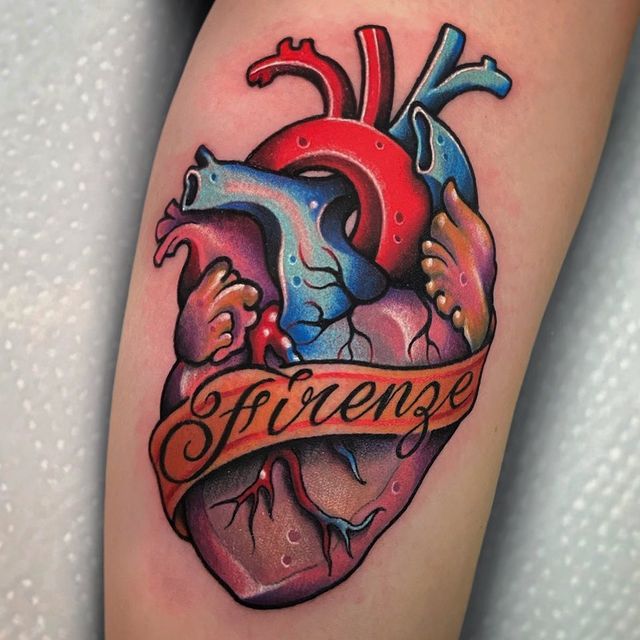 Rainbow Shade Bleeding Heart Tattoo Designs Firenze Design for the Love of Italy Tattoo on skin