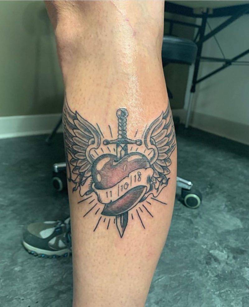 Winged Sacred Heart Tattoo Designs Tattoo on skin