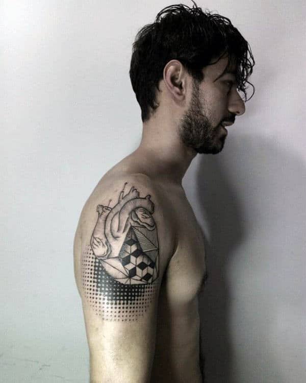 Geometric Design Human Heart Tattoos for Men and Women Tattoo on skin