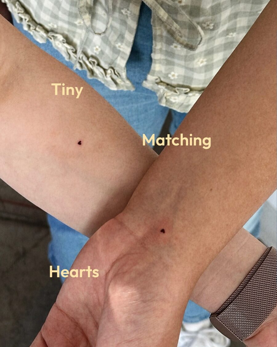 Delicate matching heart tattoos for friends Tattoo on skin