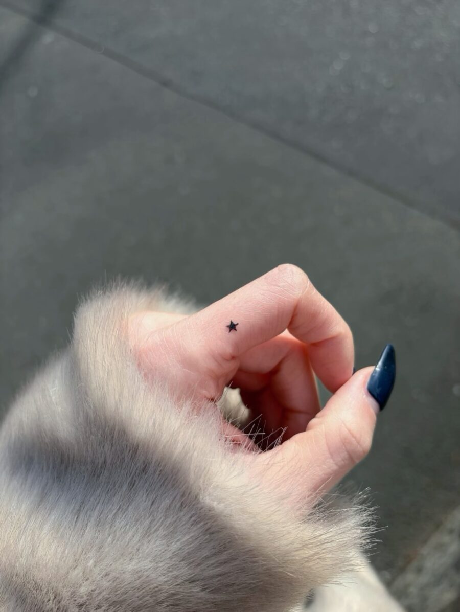 Delicate star tattoo hidden on the hand Tattoo on skin