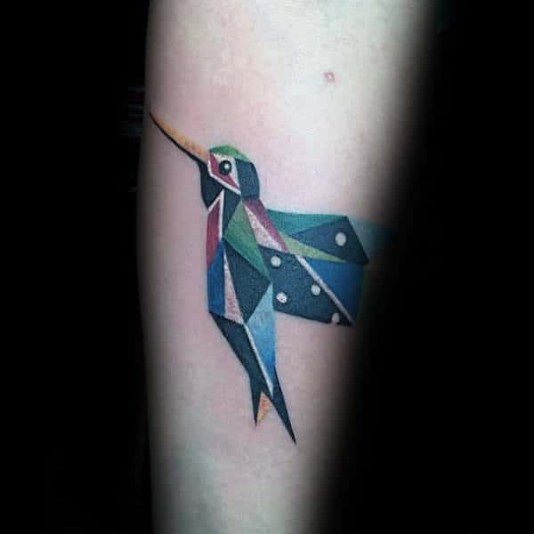 Art Deco Geometric Hummingbird Tattoo Tattoo on skin