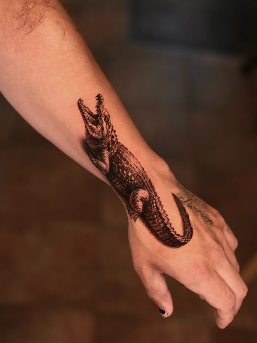 Incredible hyper realistic crocodile tattoo design Tattoo on skin