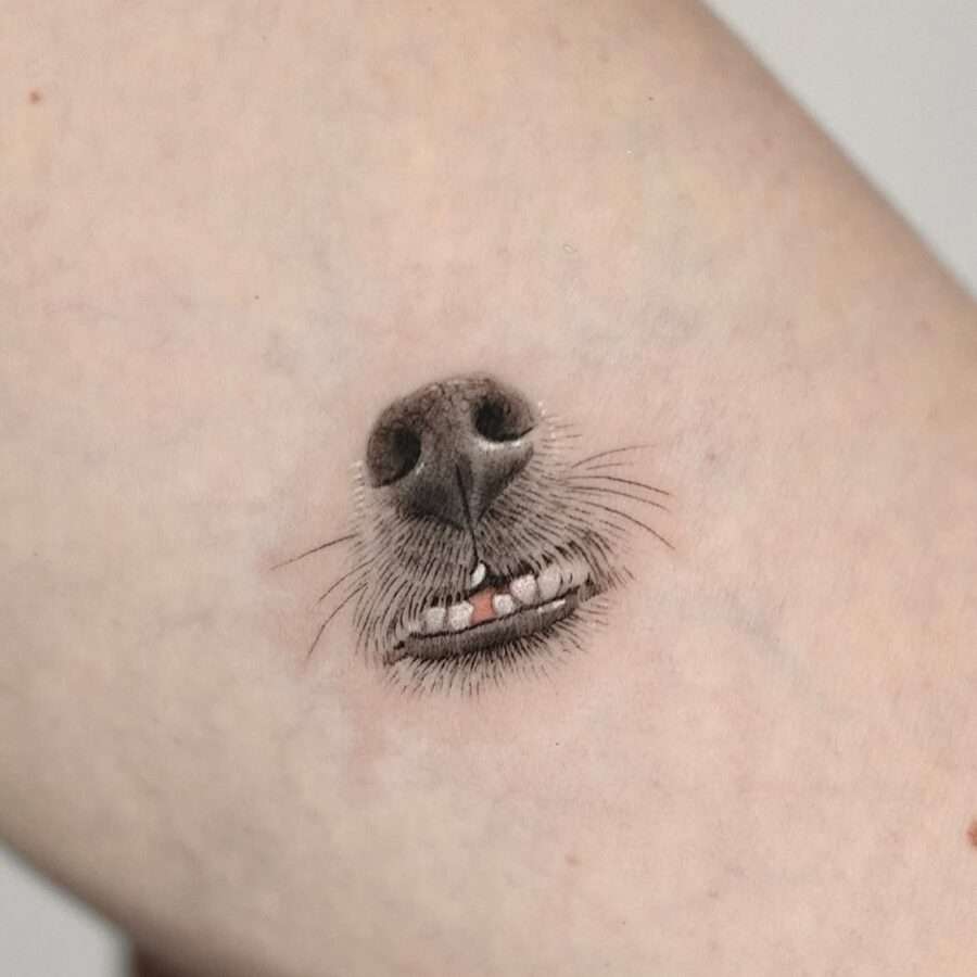 Incredible hyper-realistic dog nose tattoo art Tattoo on skin