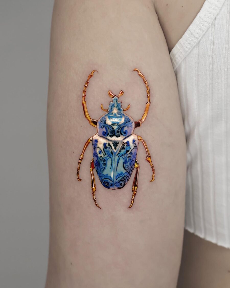 Stunning hyper realistic beetle tattoo design Tattoo on skin