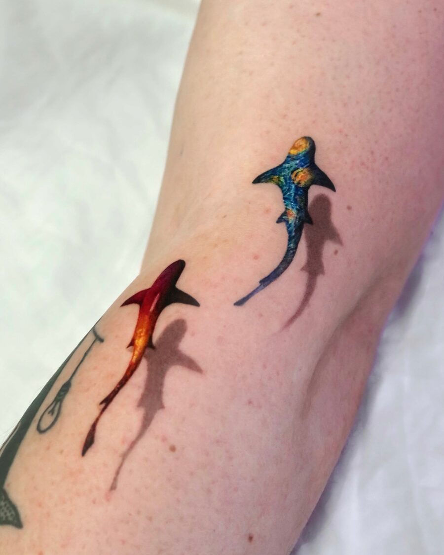 Stunning hyper-realistic shark tattoos on display Tattoo on skin