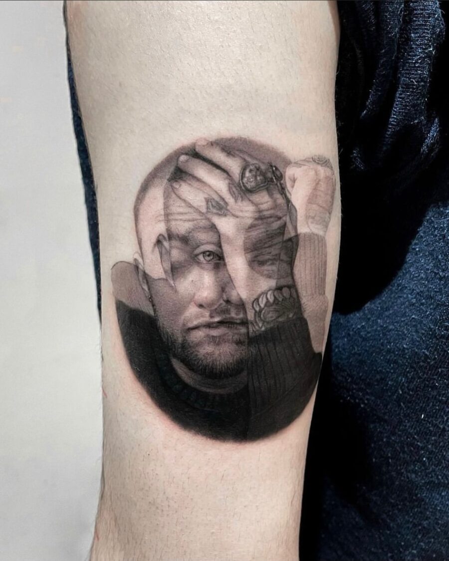 Stunning hyper-realistic tattoo of a portrait Tattoo on skin