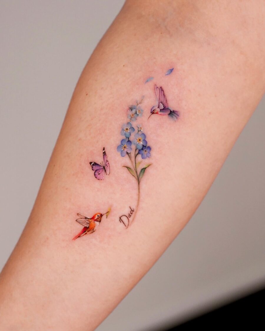 Beautiful memorial tattoo celebrating a dad's love Tattoo on skin