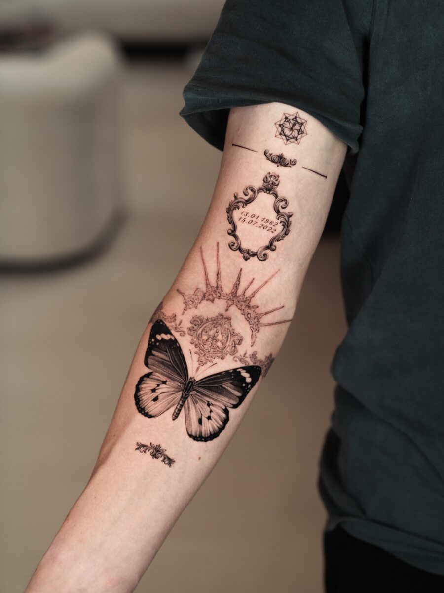 Elegant butterfly tattoo with intricate details Tattoo on skin