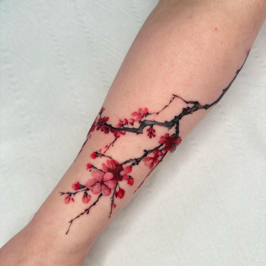 Elegant Cherry Blossoms Tattoo Design Tattoo on skin