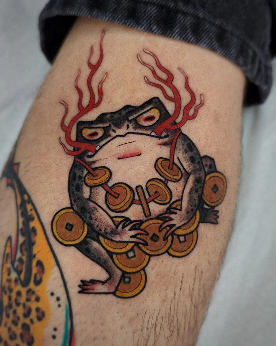 Vibrant Japanese Frog Tattoo Design Inspiration Tattoo on skin