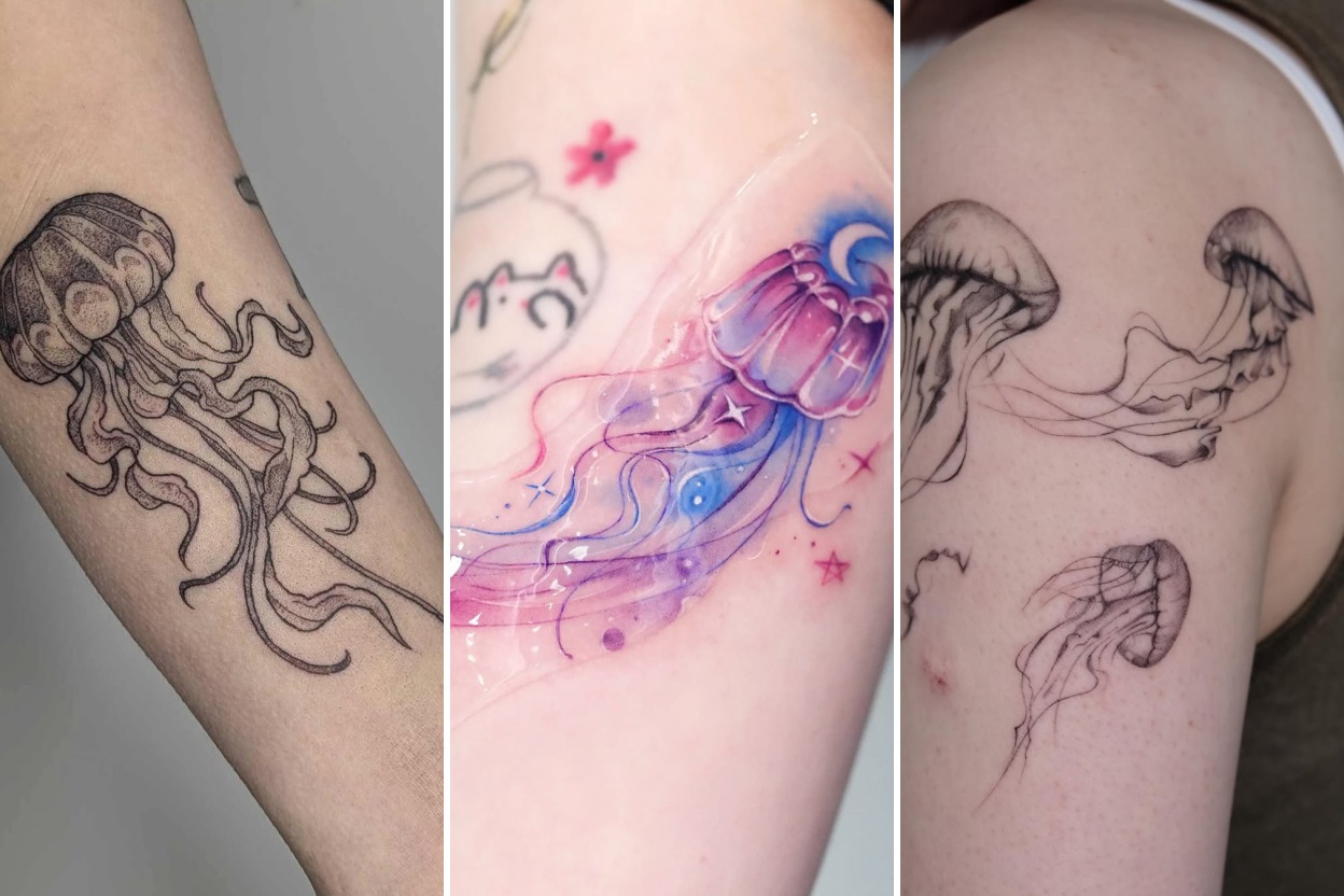 32+ Jellyfish Tattoo Ideas Flowing With Ethereal Oceanic Grace Featured 3-Panel Lookbook Collage