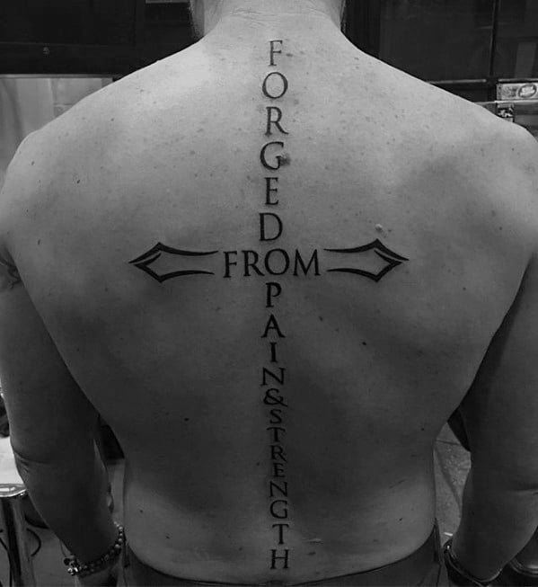 Inspirational Quote in the Shape of a Cross Tattoo Tattoo on skin