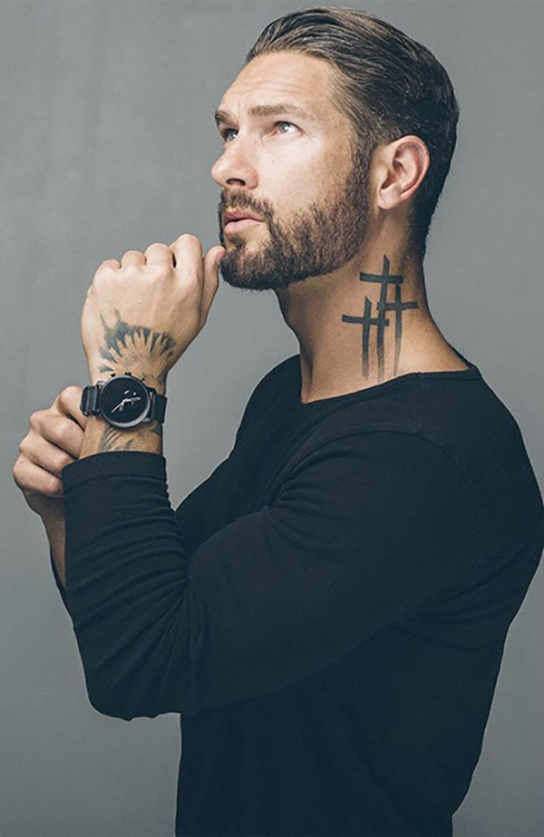 Three Simple Crosses as a Neck Tattoo Tattoo on skin