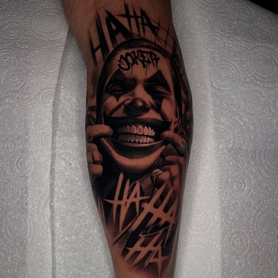Bold and expressive Joker tattoo design Tattoo on skin