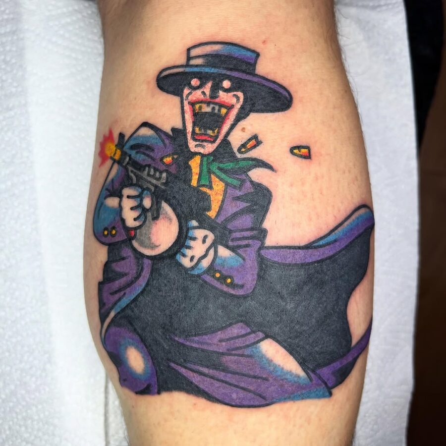 Dynamic Joker Tattoo with Sharp Colors Tattoo on skin