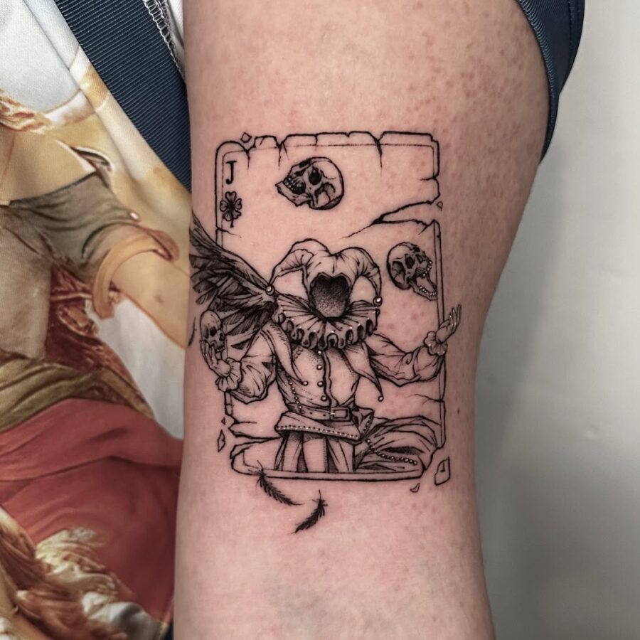 Intricate Joker design blending mischief and eeriness Tattoo on skin