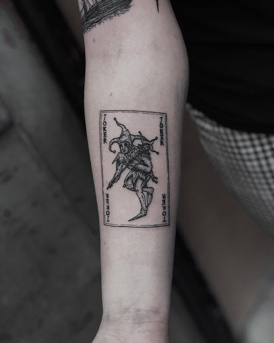 Intricate joker playing card tattoo design Tattoo on skin