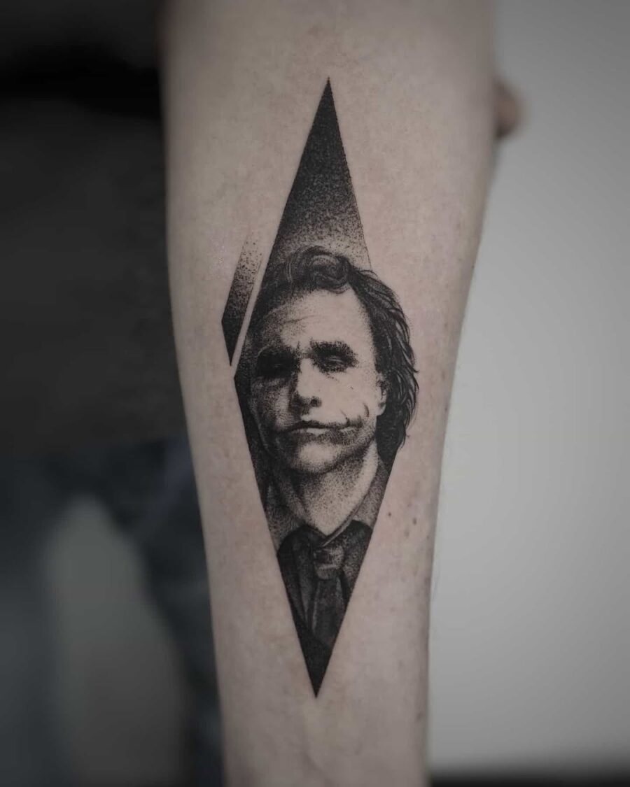 Intricate Joker Tattoo in Diamond Design Tattoo on skin