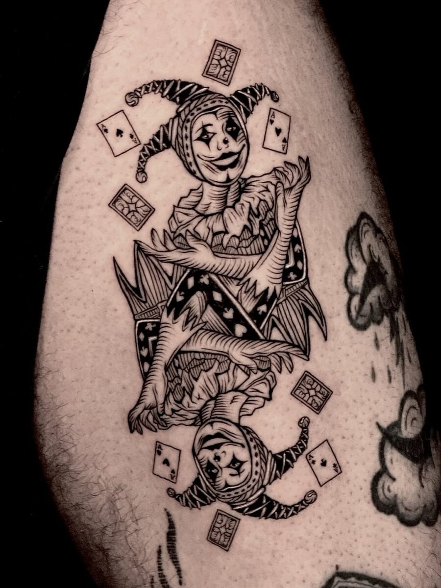 Intricate Joker Tattoo with a Playful Vibe Tattoo on skin